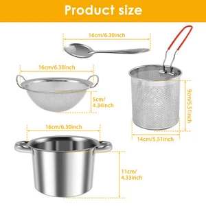 Oil Filter Pot with Basket and Lid Stainless Steel Oil Strainer Container XW - Picture 1 of 11