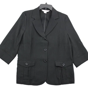 TanJay Lightweight Blazer Jacket, Women's Size 8 Textured Black 3/4 Sleeve - Picture 1 of 5
