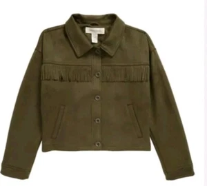 TREASURE & BOND ~ SARMA ~ Girl's XL (14/16) ~ Olive ~ Fringe ~ Faux Suede Jacket - Picture 1 of 8