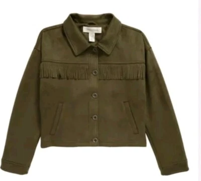 TREASURE & BOND ~ SARMA ~ Niña L (10/12) ~ Oliva ~ Flecos ~ Chaqueta de gamuza sintética Foto 1 de 4
