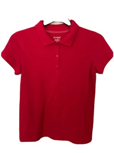 Girl’s Short Sleeve Stretch Pique Uniform Polo Shirt Red Cat & Jack - Picture 1 of 3