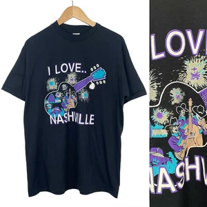 Black T-Shirt I LOVE NASHVILLE Musician Country Music Guitar Souvenir Shirt XL? - Picture 1 of 4