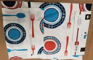 Delantal de cocina de tela impresa con bolsillo (24""x32"") algodón, platos y cubiertos, caja fuerte - Imagen 1 de 5