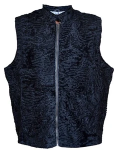 Man Real Black Persian Lamb Fur Vest All Sizes Available - Picture 1 of 5