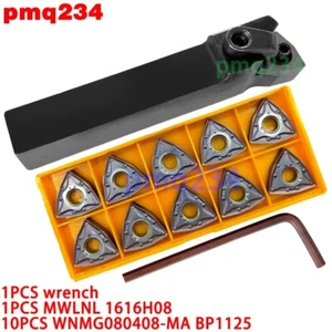 MWLNL 1616H08 Turning tool holder +10PCS WNMG080408-MA Carbide Turning Inserts - Picture 1 of 6
