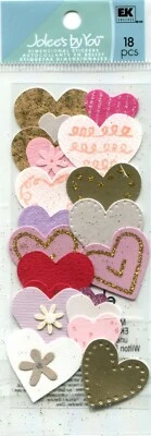 Corações rosa e dourado, álbum de recortes enfeite 3D Jolee's by You JJCF0108 - Imagem 1 de 2