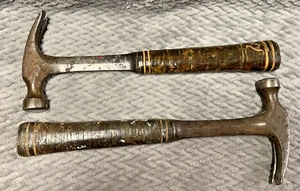 Pair of Vintage Eastwing  16 oz. Stacked Leather Handle Claw Hammers -USA - Picture 1 of 9