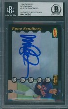 1996 Denny's Holograms #9 Ryne Sandberg Beckett Authentic Autograph Signed *3513