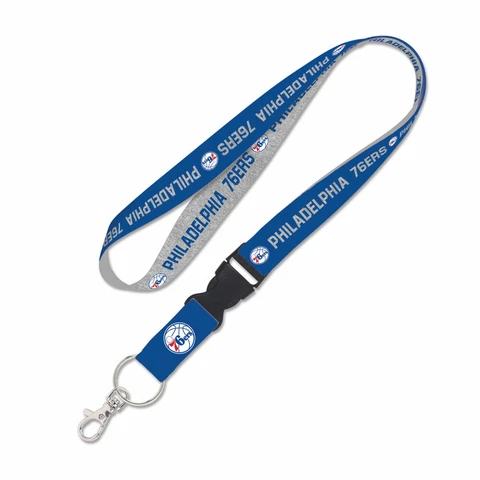 PHILADELPHIA 76ERS LANYARD KEY CHAIN WITH DETACHABLE BUCKLE 1" WIDE 22" LONG Cover
