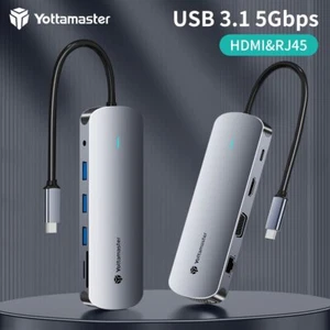 Yottamaster Type-C Docking Station Hub Adapter USB3.0 4K HDMI SD VGA RJ45 PD100W - Picture 1 of 18