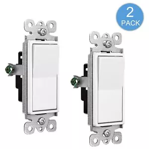 2Pack 15Amp Paddle Rocker Switches Single-Pole Wall Switch Replacement for Light - Imagen 1 de 11