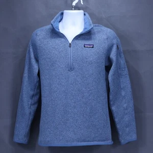 Patagonia Worn Wear Environmental Blue 1/4 Zip Sweater Pullover Large measured - Picture 1 of 19