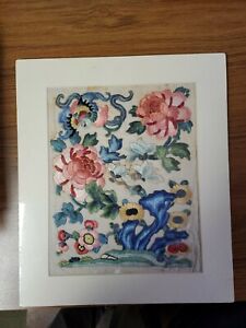 Antique Chinese Silk Embroidery Fragment Flowers 