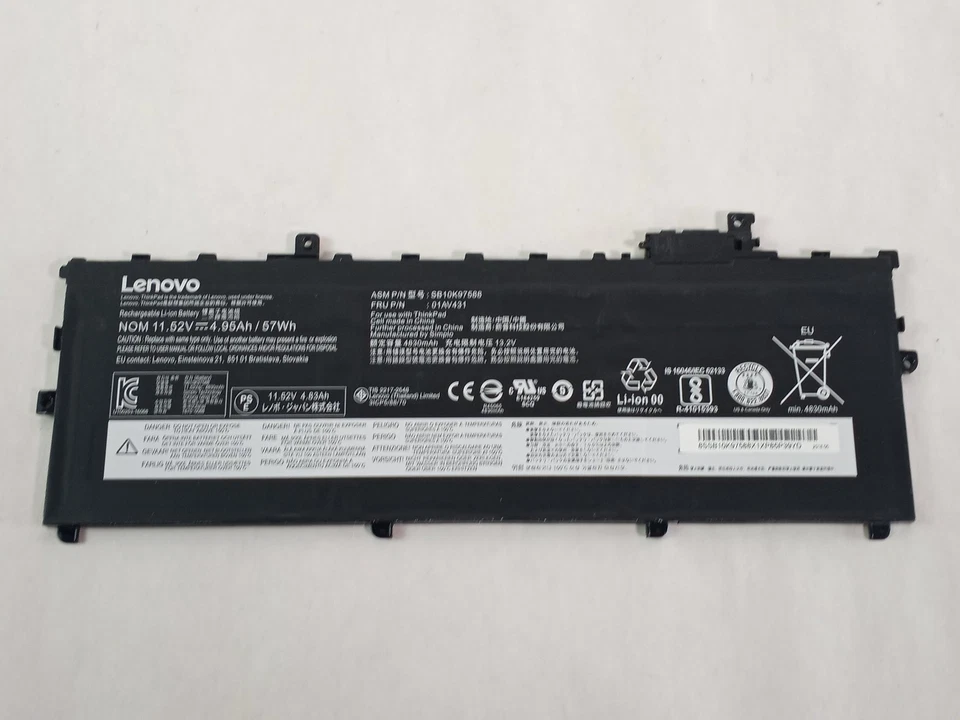 联想 ThinkPad X1 Carbon 第 5 代 4950mAh 3 Cell 11.52 V 便携式电脑电池 01AV431 — 第 1/4 张图片