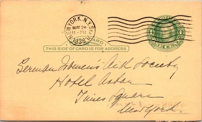 GOLDPATH: US postal card 1935 New York, NY machine cancel CV879_P16 - Image 1 of 2