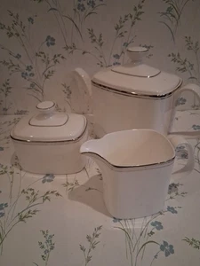 Royal Doulton Platinum Concord H5048 Teapot Sugar And Milk Immaculate Condition - Picture 1 of 10