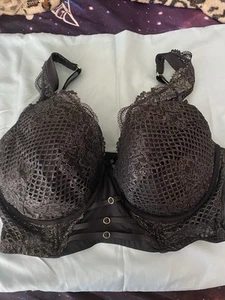 Lane Bryant Cacique schwarz strukturierter Damen BH 38F leicht gefüttert Balconette - Bild 1 von 11