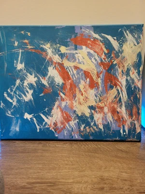 Pieza de arte original moderna contemporánea abstracta pieza de lienzo "Salmón" Foto 1 de 4