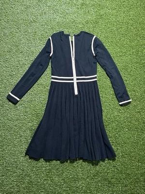 Marc By Marc Jacobs Sweater Dress Size S Black & Cream Midi Dress with Pleats - Image 1 of 4