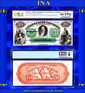 $20 Louisiana Shreveport Citizens Bank Civil War Obsolete Currency PCGS 66 PPQ - Picture 1 of 3