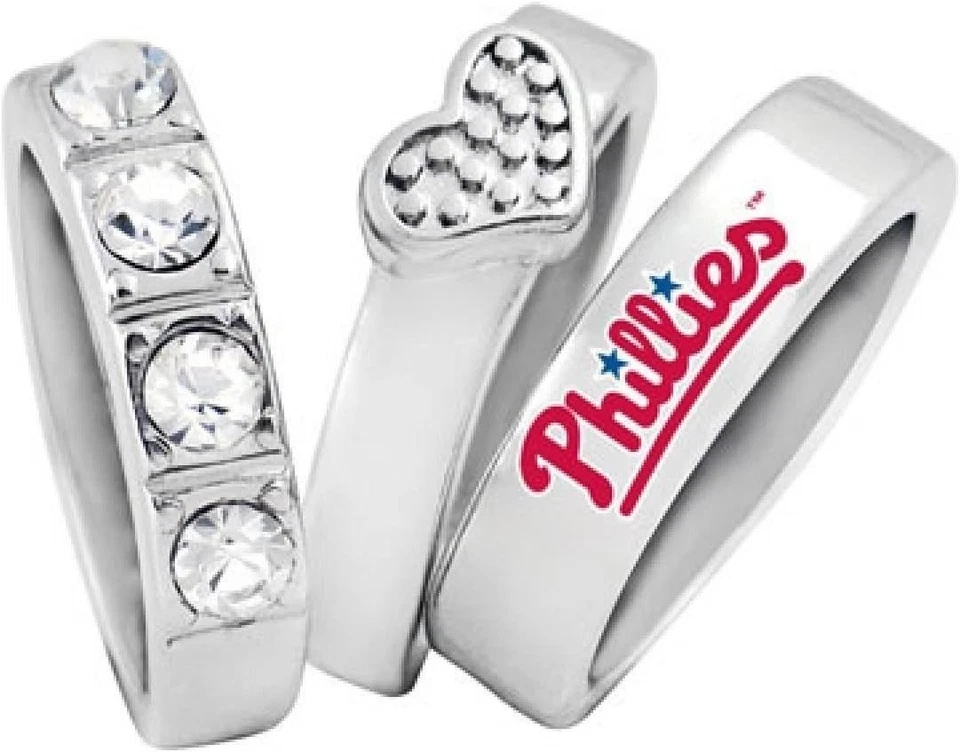 Official Game Time Philadelphia Phillies Stacked Gemstone Team 7.5" Rings - Image 1 of 4