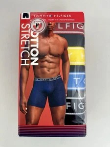 TOMMY HILFIGER Cotton Stretch 4er Pack Medium Boxershorts schwarz mit mehrfarbigem Band - Bild 1 von 6