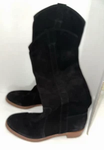 Women's VIA SPIGA 16" Tall Black Suede BOOTS (Size 8 M) - Picture 1 of 7