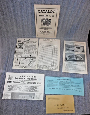 1940 J.H. Winn Mfg. Catálogo y lista de precios con insertos adicionales y Org. Mailer Foto 1 de 4