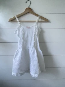 Abito bianco vintage Queensbury bambina slip pizzo taglia 8 - Foto 1 di 11