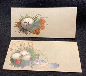 Egg Bird’s Feathers L. Prang Vintage Victorian trade card 1882 calendar Boston - Bild 1 von 5