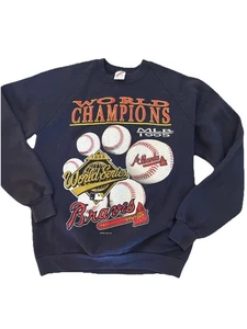 Vintage Atlanta Braves 1995 World Series Champions blaues Sweatshirt Größe Large - Bild 1 von 5
