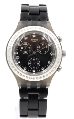 Nuevo Reloj Swiss Swatch Irony PLATA CORAZÓN DE PIEDRA SANGRE COMPLETA 43mm SVCM4009AG $180 Foto 1 de 4