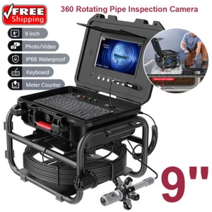 360 Rotating Sewer Pipe Inspection Camera 9″ IPS+1080P Screen +512HZ Transmitte - Picture 1 of 19
