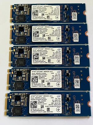 5 pcs Intel Optane Memory M10 SSD M.2 2280 MEMPEK1J016GAL 16GB PCIe 3.0x2 Xpoint - Image 1 of 4