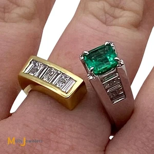 18K Gold 0.48ct GIA-Certified Colombian Emerald 1.92cts Diamond Bypass Ring 7 - Picture 1 of 15