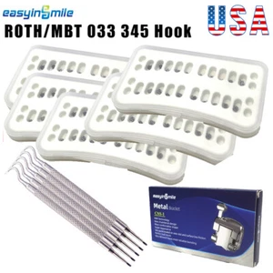 5pk Dental orthodontic Self-ligating brackets metal Braces ROTH/MBT.022 Hook 345 - Picture 1 of 17