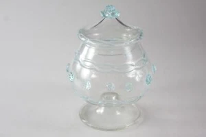 VINTAGE MURANO LIGHT BLUE ART GLASS LIDDED VASE - Foto 1 di 12
