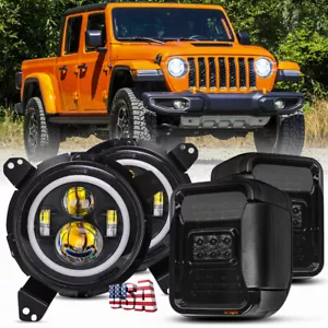 Newest for Jeep Gladiator 2020-23 JT LED Tail Lights&9" inch Halo Headlights Kit - Picture 1 of 12