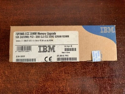NEW IBM 1GB (2X512MB) PC2-3200 CL3 ECC DDR2 SDRAM RDIMM 73P2865 DIMM  - Image 1 of 3