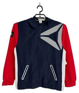 Reebok Boy's Red White & Blue Light Weight Zip Up Hooded Jacket Size XXL (18) - Picture 1 of 11