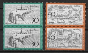 Bund 1972 ** Juego Mi 746-47 Helgoland y Heidelberg en par vertical (2506D) - Imagen 1 de 3
