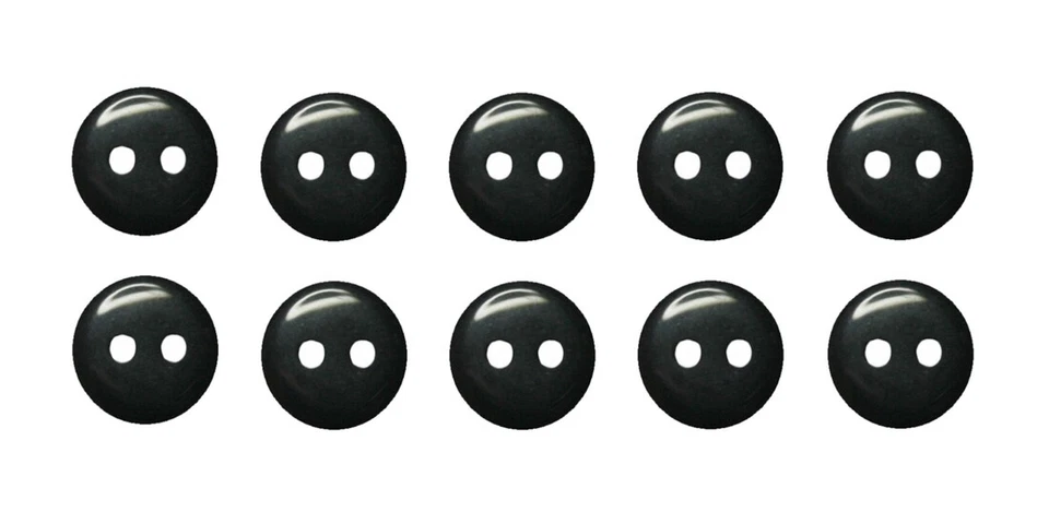 B2Q Knopf Knöpfe 10mm 2 loch schwarz 10 Stück (0085)