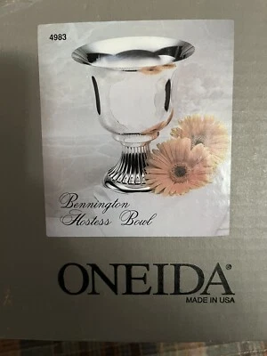 Enfriador vintage Oneida plateado con pergamino georgiano NUEVO en caja original Foto 1 de 4