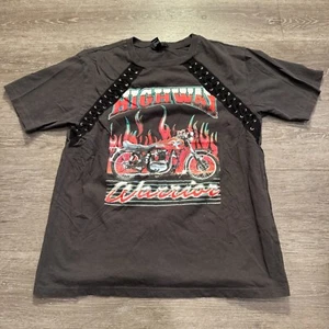 Forever 21 Shirt Womens Small Tee Short Sleeve Highway Warrior Biker Grunge - Picture 1 of 6