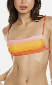 WeWoreWhat Leigh Top Tie Dye  Orange Bandeau Halter Adjustable Baby Pink Multi L - Picture 1 of 8