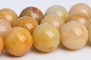 Cuentas sueltas redondas de piedras preciosas grado AAA de jade amarillo natural de 15 mm - Imagen 1 de 4