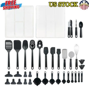 36 Pce Kitchen Gadget Set with Kitchen Cooking Utensils, Drawer Organizer, Black - Picture 1 of 7