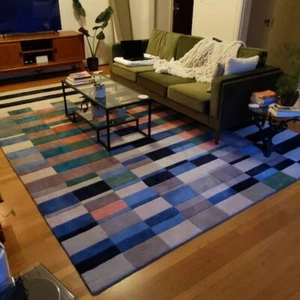 Alfombra arco iris multicolor abstracta - Alfombra de lana acolchada a mano para sala de estar 8x10 - Imagen 1 de 7