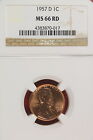 1957-D NGC MS66 RED Lincoln Wheat Cent!! #B1196