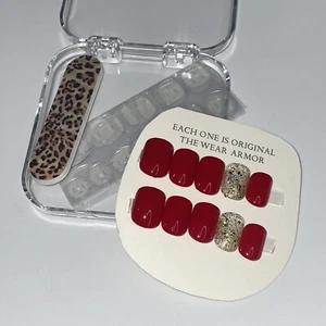 10 Piece Short False Nail ~ Ready Set Red & Sunset ~ Cute Press on Nails | XS - Picture 1 of 4